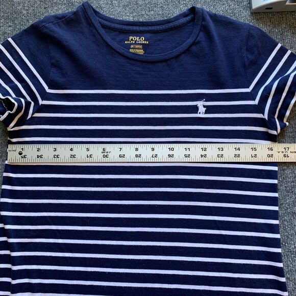 Polo Ralph Lauren Girls T- Shirt Knit Dress Size M Navy White Stripe Short Sleev - Picture 10 of 14